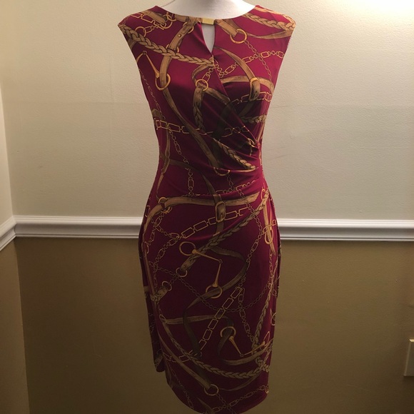 [Ralph Lauren] Gold-chains & belts” design dress - Picture 1 of 2